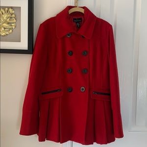 Red pea coat